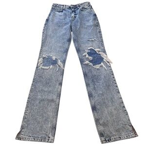 Free People We the Free My Own Lane High Rise‎ Ripped Straight Leg Jeans Size 26